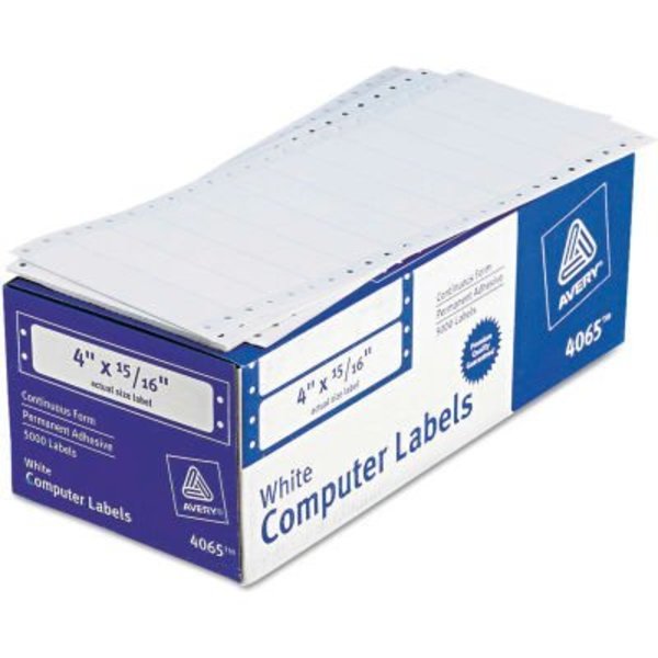 Avery Avery® Dot Matrix Printer Address Labels, 1 Across, 15/16 x 4, White, 5000/Box 4065